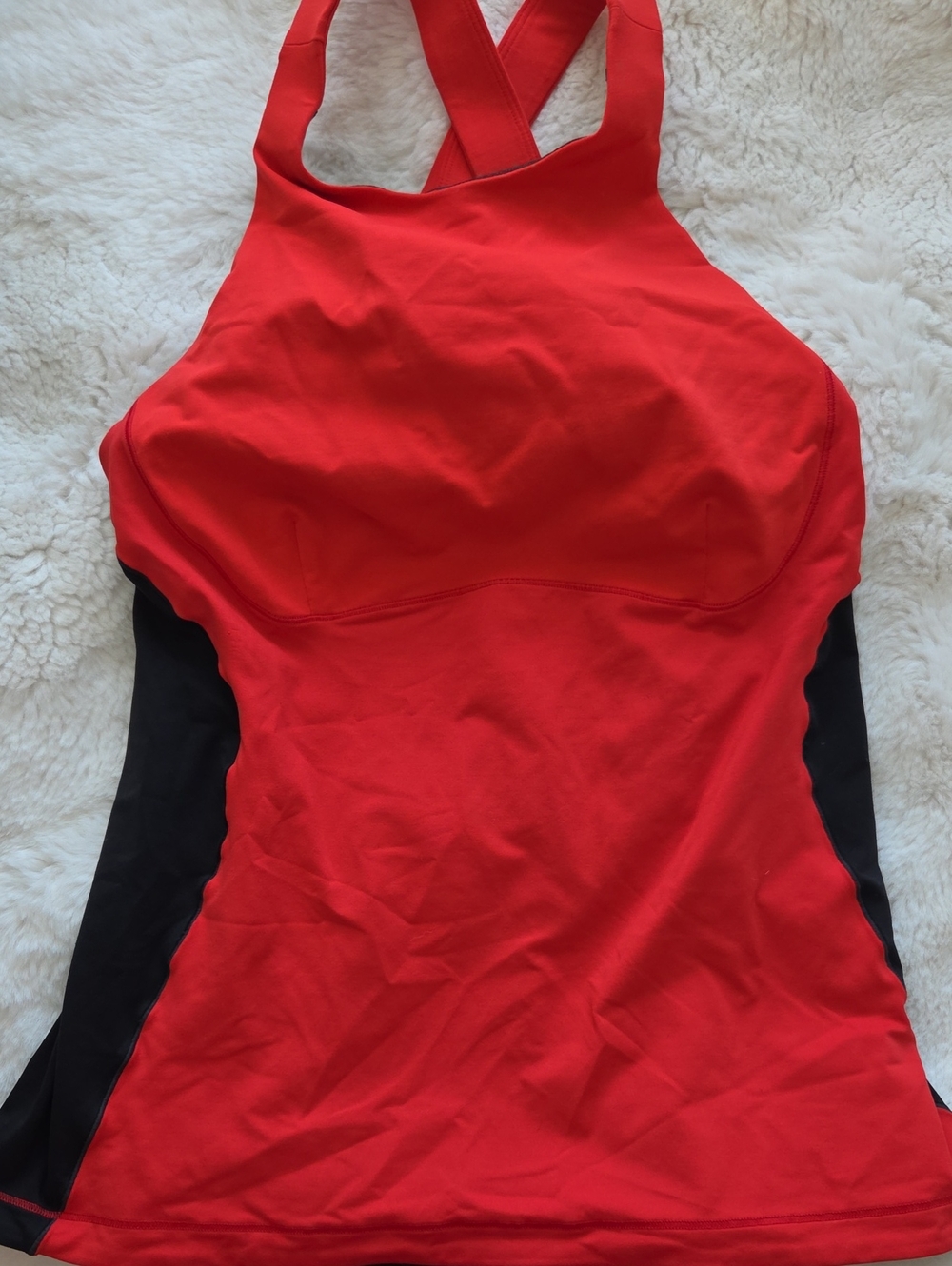 lululemon athletica Red and Black Cross-Back Tank Top
